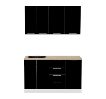 Кухня Комфорт Меблі Модульні кухні Еко комплект КХ 1.4 140x45 Чорний (Білий Чорний) фото-1