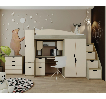 Спальня дитяча Світ меблів Саванна 2Д Сірий (Дуб крафт Льон) фото-1