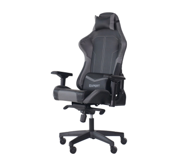Кресло геймерское AMF VR Racer Expert Lord Серый (PU Черный/Серый) фото-1