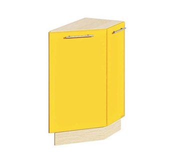 Тумба нижняя кухонная Комфорт Мебель Модульные кухни Хай-тек Н30.82.2Д кут. пряма двер. не гнут. 30x45x82 Желтый (Лимон перл. глянец Дуб сонома) фото-1