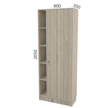 Шкаф гардероб Тиса Мебель ШС-826 80x35x205 Серый (Серый) фото-2