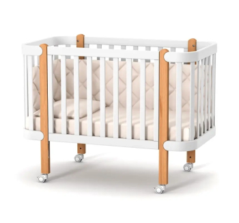 Ліжко для немовлят Верес Монако ЛД 5 05.3.1.21.06 з роликами 34.3.1.1.1.4.06 120x60 Білий (Білий/Буковий Сірий) фото-1