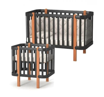 Ліжко для немовлят Верес Монако ЛД 5 05.3.1.21.06 + опція Люлька 05.1.1.213 120x60 Сірий (Темно-сірий/Буковий Темно-сірий) фото-1