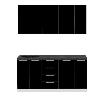 Кухня Комфорт Мебель Модульные кухни Эко комплект КХ 1.7 170x45 Черный (Белый Черный) фото-1