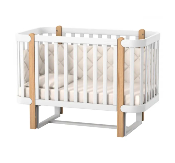 Ліжко для немовлят Верес Монако ЛД 5 05.3.1.21.06 з дерев'яним маятником 40.311.0 120x60 Білий (Білий/Буковий Білий) фото-1