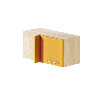 Антресоль кухонная Комфорт Мебель Модульные кухни Хай-тек А70х40.36.1Д угловая неглубокая 70x32(40)x36 Желтый (Лимон перл. глянец Дуб молочный) фото-1