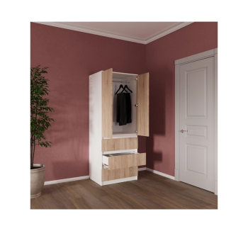 Шкаф гардероб NIKA Мебель Смузи 15 700 70x55x186.1 Коричневый (Орех Болонья темный) фото-2