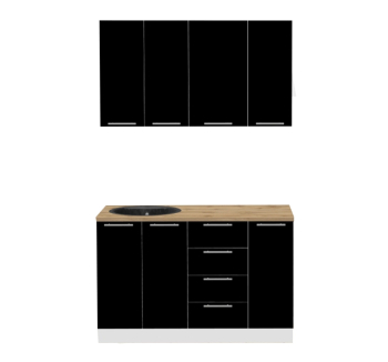 Кухня Комфорт Мебель Модульные кухни Эко комплект КХ 1.3 130x45 Черный (Белый Черный) фото-1