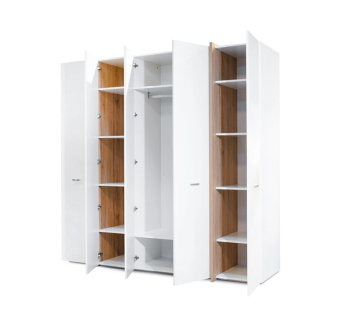 Шкаф гардероб Embawood Альба 5Д 230x64,4x224,4 Белый (Белый Белый/Дуб санремо) фото-2