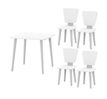 Стол детский Верес Нью-Йорк 46.35.2 с 4-мя стульями 46.36.2 57x57 Белый (Серый Белый МДФ) фото-1