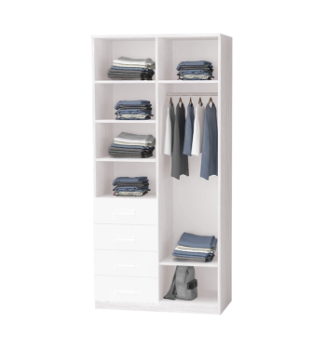 Шкаф гардероб Mebelkon Teenstyle с 4 ящиками 80x50x211 Серый (Аляска Белый Ручка скоба ФЭШН) фото-2