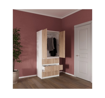 Шкаф гардероб NIKA Мебель Смузи 15 800 80x55x186.1 Оранжевый (Ольха Горная темная) фото-2
