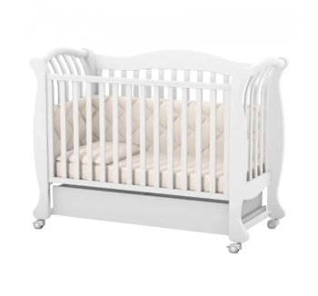 Ліжко для немовлят Верес ЛД19 19.3.1.1 з роликами 34.3.1.1.1.4.06 та шухлядою 40.6.1 120x60 Білий (Білий Сірий) фото-1