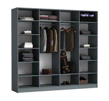 Шкаф гардероб MatroLuxe Urban с 1-м глубоким ящиком 240x54x220 Серый (Антрацит) фото-2