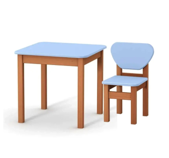 Стол детский Верес 1 со стулом 57x57 Синий (МДФ Голубой/Дерево Бук) фото-1