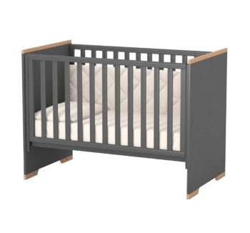 Кровать для новорожденных Верес Сиэтл ЛД 9 09.3.1.37 с системой крепления 46.10.1.01 120x60 Серый (Темно-серый/Буковый Белый) фото-1