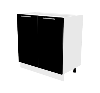Тумба нижняя кухонная Комфорт Мебель Модульные кухни Эко Н80.82.2Д 80x45x82 Черный (Черный Белый) фото-1