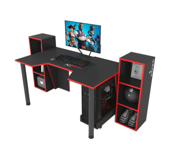 Стол геймерский ZEUS Gamer-5 Комплект 120x80 Черный (Черный Красный)
