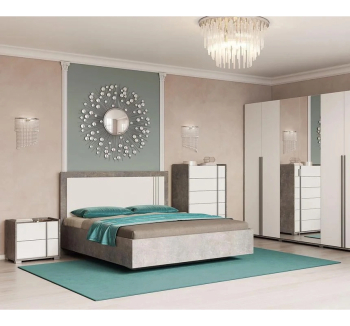 Ліжко Світ меблів двоспальне Алекса 200x160 Сірий (Індастріал ДСП Білий Металевий без ніжок) фото-2