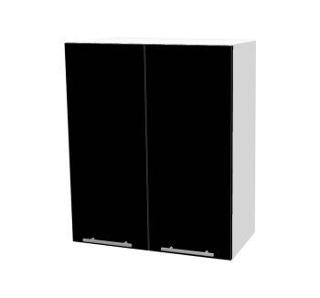 Тумба верхняя кухонная Комфорт Мебель Модульные кухни Эко В60.72.2Д с сушкой 60x32x72 Черный (Черный Белый) фото-1