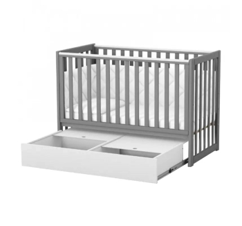 Ліжко для немовлят Верес ЛД13 13.1.1.20 з шухлядою без маятника 40.6.1 120x60 Сірий (Графіт Білий) фото-1