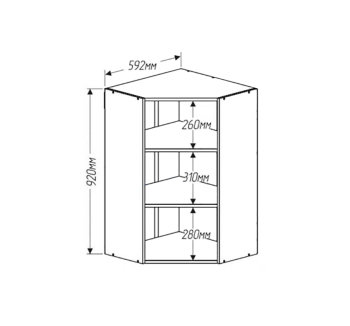 Тумба верхняя кухонная Комфорт Мебель Модульные кухни Хай-тек В60х60.92.1Д угловая 60x60x92 Серый (Графит) фото-2