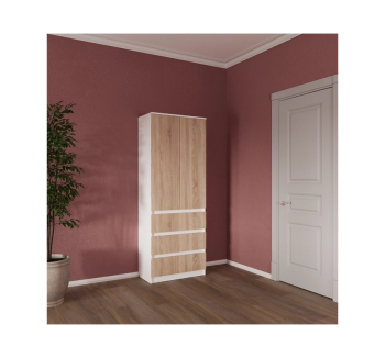Шкаф гардероб NIKA Мебель Смузи 13 700 70x38x186.1 Оранжевый (Ольха Горная темная) фото-1