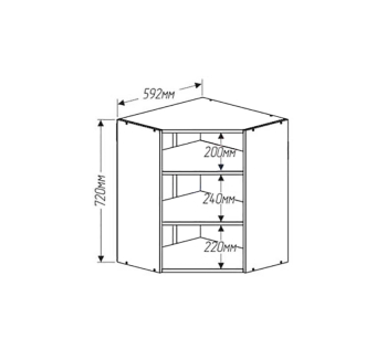 Тумба верхняя кухонная Комфорт Мебель Модульные кухни Хай-тек В60х60.72.1Р угловая 60x60x72 Черный (Венге) фото-2