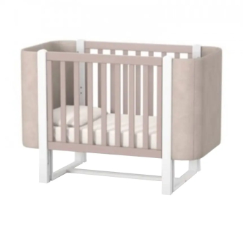 Кровать для новорожденных Верес Монако Велюр ЛД 5 05.3.1.212 с деревянным маятником 40.311.0 120x60 Белый (Капучино/Белый Белый Текстиль Капучино) фото-1