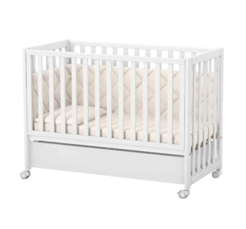Кровать для новорожденных Верес ЛД13 13.1.1.20 с роликами 34.3.1.1.1.4.06 и ящиком 40.6.1 120x60 Белый (Белый Серый) фото-1