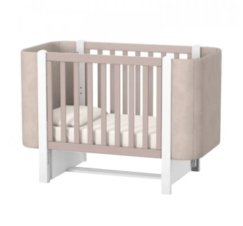 Кровать для новорожденных Верес Монако Велюр ЛД 5  05.3.1.212 с ДСП маятником 40.333.0 120x60 Белый (Капучино/Белый Белый Текстиль Капучино) фото-1