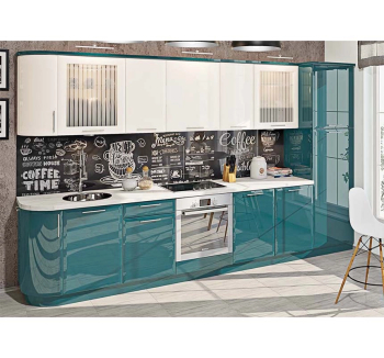 Тумба верхняя кухонная Комфорт Мебель Модульные кухни Хай-тек В30.72.1СК угловая 30x32x72 Зеленый (Оливка перл. глянец Белый) фото-2