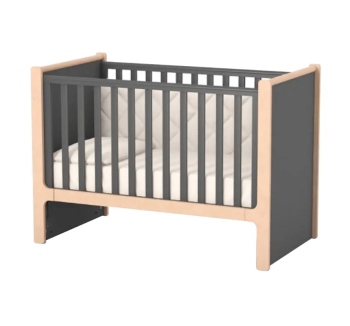 Кровать для новорожденных Верес Ницца ЛД 7 07.3.1.36 с маятником и ящиком 40.24.1 120x60 Серый (Темно-серый/Буковый Темно-серый) фото-2