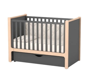 Ліжко для немовлят Верес Ніцца ЛД 7 07.3.1.36 з маятником і ящиком 40.24.1 120x60 Сірий (Темно-сірий/Буковий Темно-сірий) фото-1