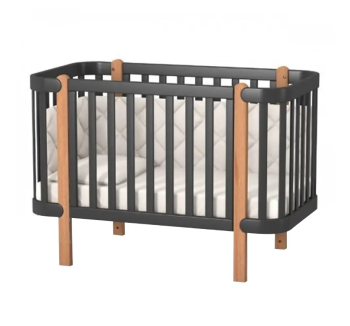 Кровать для новорожденных Верес Монако ЛД 5 05.3.1.21.06 с системой крепления 46.10.1.01 120x60 Серый (Темно-серый/Буковый Белый) фото-2