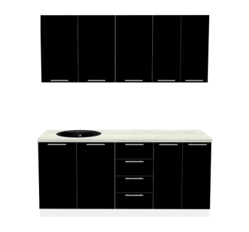 Кухня Комфорт Мебель Модульные кухни Эко комплект КХ 1.8 180x45 Черный (Белый Черный) фото-1
