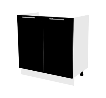 Тумба кухонная под мойку Комфорт Мебель Модульные кухни Эко Н80.82.2Д 80x45x82 Черный (Черный Белый) фото-1