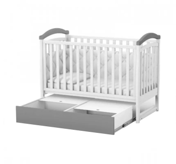 Ліжко для немовлят Верес ЛД6 06.3.1.1 з шухлядою без маятника 40.6.1 120x60 Сірий (Графітовий/Білий Біло/Графітовий) фото-2