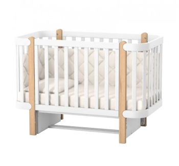 Кровать для новорожденных Верес Монако ЛД 5 05.3.1.21.06 с ДСП маятником 40.333.0 120x60 Белый (Белый/Буковый Белый) фото-1