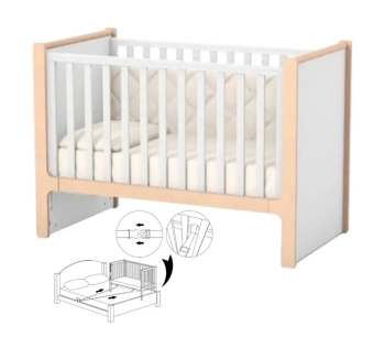 Ліжко для немовлят Верес Ніцца ЛД 7  07.3.1.36 із системою кріплення 46.10.1.01 120x60 Білий (Білий/Буковий Білий) фото-1