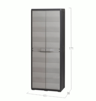 Шкаф хозяйственный Toomax Elegance S 2-х дверный 65x38x171 Серый (Черный-серый) фото-2