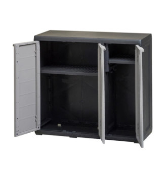 Шкаф хозяйственный Toomax низкий Elegance S 3-х дверный 97x38x87 Черный (Черный) фото-2