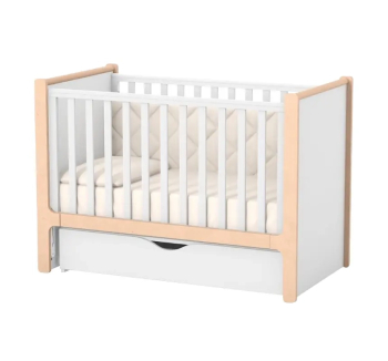 Кровать для новорожденных Верес Ницца ЛД 7 07.3.1.36 с маятником и ящиком 40.24.1 120x60 Белый (Белый/Буковый Белый) фото-1