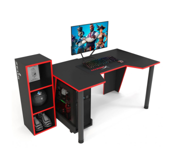 Стол геймерский ZEUS Gamer-4 Комплект 120x80 Черный (Черный Красный)