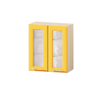 Тумба верхняя кухонная Комфорт Мебель Модульные кухни Хай-тек В60.72.2СК 60x32x72 Желтый (Лимон перл. глянец Дуб молочный) фото-1