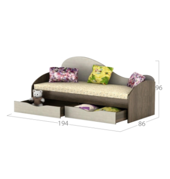 Кровать детская Тиса Мебель Идеал 190x80 Коричневый (Дуб Сонома Трюфель Кромка ПВХ) фото-2