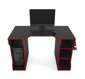 Стіл геймерський ZEUS Tron-4 120x65 Чорний (Чорний Червоний) фото-2