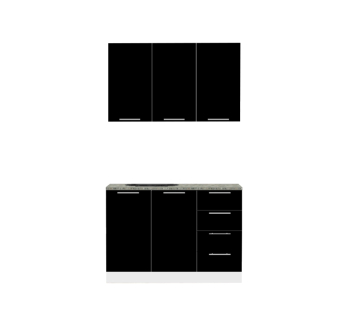 Кухня Комфорт Мебель Модульные кухни Эко комплект КХ 1.2 120x45 Черный (Белый Черный) фото-1