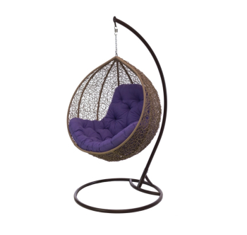 Кресло подвесное Украинские Конструкции Гарди Биг со стойкой Коричневый (Махонь Фиолетовая)
