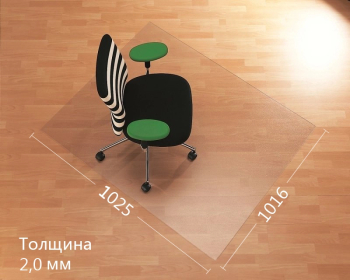 Килимок під крісло захисний для підлоги AironTrade 1025х1016х2.0 Прозорий (Прозорий) фото-2